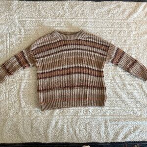 American Eagle Striped Knit Women's Sweater in Beige and Brown